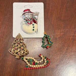 Festive Holiday Brooch Set